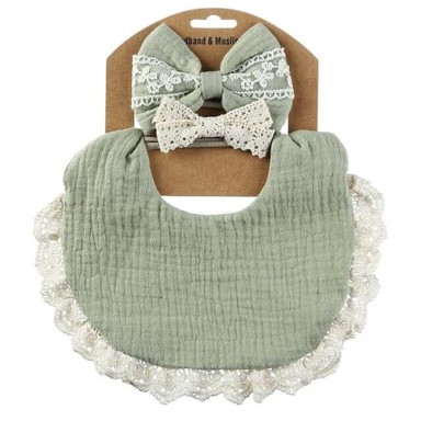  Set podbradnika i trake za glavu, dvostrani, muslin, vintage boho stil